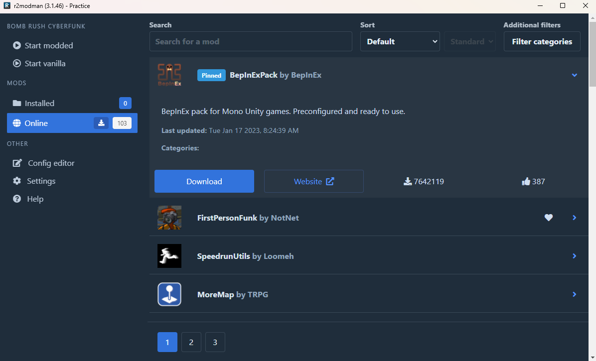 r2modman SpeedrunUtils page